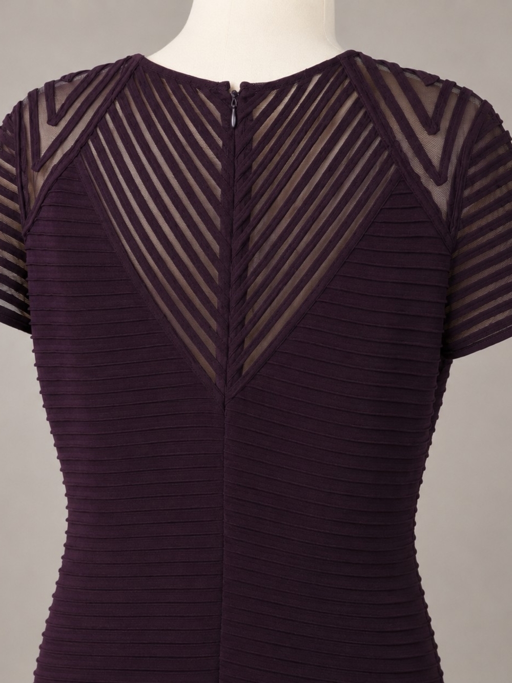Calvin Klein Womens Plum Short Sleeve Mesh Ribbed Midi Sheath Cocktail Dress, 12 - Picture 7 of 9